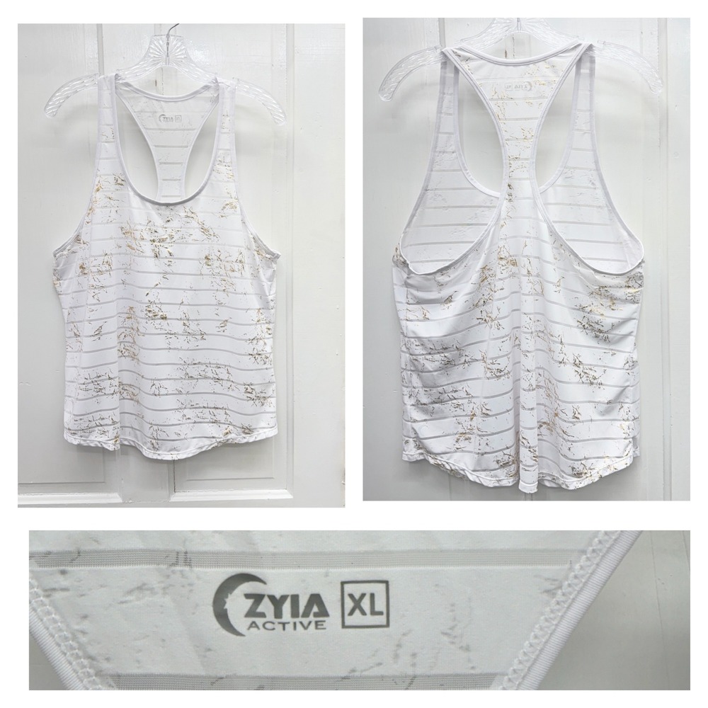 Zyia‎ Active Havana White Gold Racerback Athletic Tank Top Shirt Women's XL